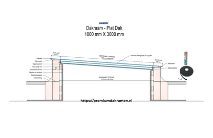 Platdakraam - 100x300 cm van Premium Dakramen