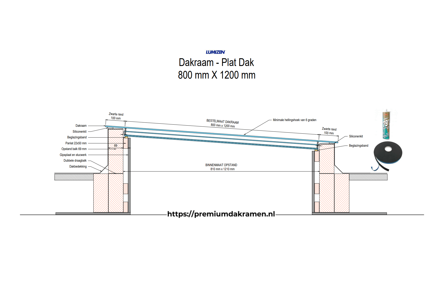 Platdakraam - 80x120 cm van Premium Dakramen