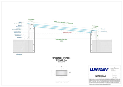 Platdakraam - 40x150 cm van Premium Dakramen